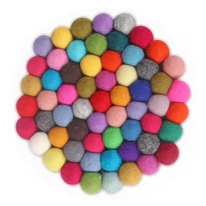 彩色毡球杯垫-小Pom Pom球火锅-装饰球地毯