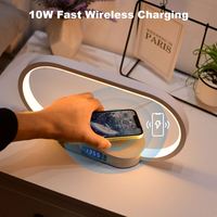 Gradateur tactile moderne en bois horloge de nuit à charge rapide lampe de chevet chargeur sans fil en bois pour la décoration intérieure