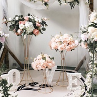 Support floral en métal doré, centre de table en fil doré, support de vase pour mariage, décoration d'allée, support floral pour fête