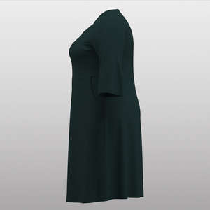 Abito Trendy 2025 Verde Smeraldo Scuro con Scollo a V, Maniche 3/4, Vestibilità Comoda per Ufficio, Casual, Riunioni e Tea Time - Product Image 5