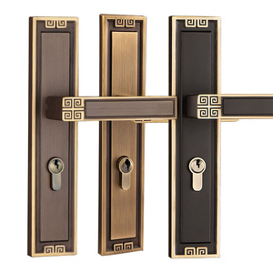 Chinese Stijl Houten Deur Messing Deurslot Thuis Slaapkamer Dubbele Pole <span class=keywords><strong>Lock</strong></span> Badkamer Indoor Stille - Product Image 1