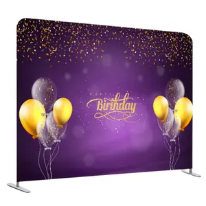 Custom Exhibition Events Birthday Party Circle Tension Polyester Fabric Design Round Stand Wedding Decoration Backdrop