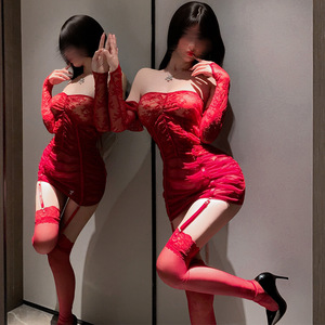 Xishi sexy lace bodycon skirt, pure and seductive backless lingerie, see-through uniform, qqny <b>date</b> set for women - Product Image 4