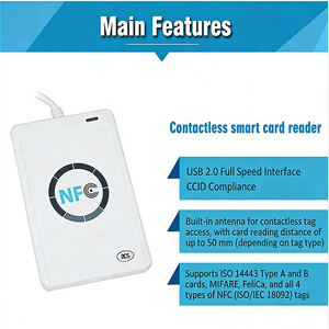 Lecteur et graveur RFID portable 13.56MHz Lecteur de carte de contrôle d'accès NFC 122U facile à utiliser en matériau ABS durable - Product Image 6