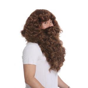 Pelucas de fiesta de fibra sintética <span class=keywords><strong>vikinga</strong></span> marrón con bigote - Product Image 4