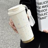 Bouteille isotherme portable à motif étoile, en acier inoxydable à double paroi, pour café et eau, idéale pour les voyages