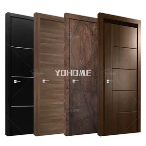 มณฑลกวางตุ้ง Yohome ออกแบบ3d ประตูรุ่นก่อนแขวนภายในวอลนัทประตูที่กำหนดเองรองเท้าแตะไม้ประตู