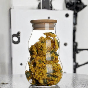 Pot de conservation alimentaire portable en verre transparent de 500 ml, forme de calebasse, soufflé à la main, avec couvercle en liège, compatible micro-ondes, pour cuisine moderne - Product Image 3