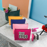 Pochette de voyage portable Qetesh Fashion en feutre non tissé, sac de rangement écologique à fermeture éclair avec poignée souple, trousse de toilette multicolore