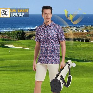 Polo de golf pour homme à manches courtes, imprimé, respirant, en maille, 100% polyester, col classique - Product Image 3