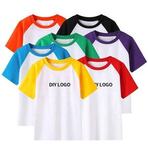 Healthy Knitted Casual Cotton Matching Color Kids Round Neck T Shirts with Custom Logo for Boys and Girls - Product Image 3