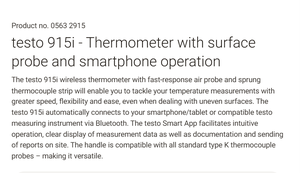 Thermomètre de surface intelligent Testo 915i 0563 2915 Instrument de mesure de température industrielle - Product Image 2