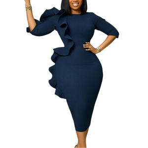 Robes africaines pour femmes, tendance printemps 2026, motif décontracté, élégante, col rond, manches trois quarts, volants - Product Image 6