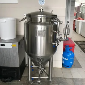 100L pequeno cônico comercial de aço inoxidável cerveja fermentação tanque com isolamento e glicol jaquetas micro cervejaria equipamentos