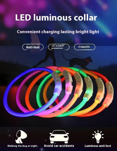 <span class=keywords><strong>Collar</strong></span> de perro gato con luz LED intermitente recargable por USB, cinta de Material de fibra óptica de calidad de estilo lujoso, plástico sólido - Product Image 5