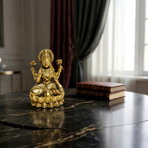 Jaipur Metals JML01S44 Idole de la déesse Lakshmi en laiton pur, 100% laiton, 3,5 cm, faite à la main, pour Puja, Mandir et la maison - Product Image 1