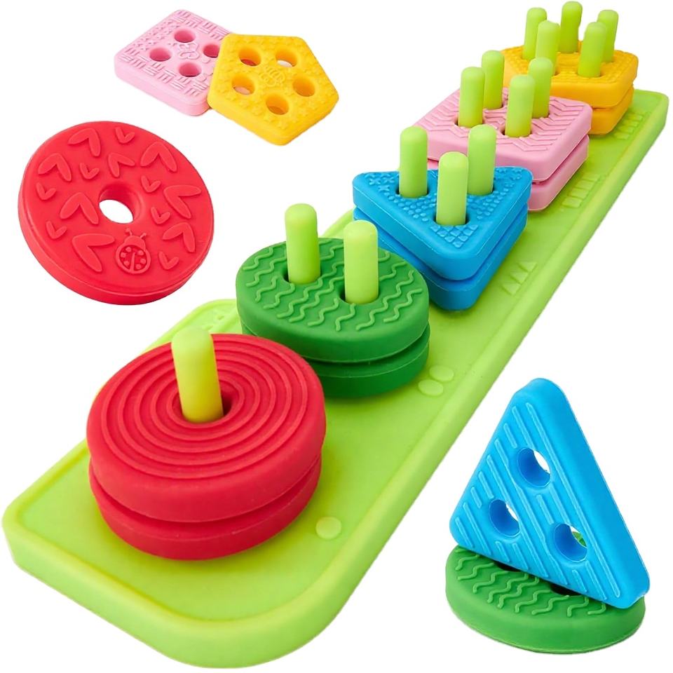 Toy Stack Animated Silicone Blocks Montessori Sensory Toys Color Sorting Stacking Soft ...