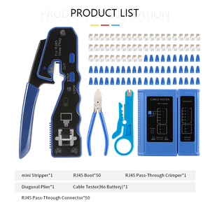 เครื่องมือจีบ RJ45ผ่านอีเธอร์เน็ต8P8C เครื่องตัดลวดผ่านอีเธอร์เน็ตพร้อมคีมจีบ RJ45สำหรับอุปกรณ์ใยแก้วนำแสง - Product Image 5
