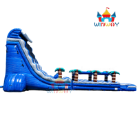 Toboggan aquatique gonflable à double voie Heavy Duty 22FT Blue Paradise Palm Tree Playground pour les carnavals d'été et la location de fêtes dans la cour