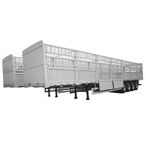Valla de servicio pesado de 3 ejes Carga Animal Transporte de ganado Remolque Transporte 60 Ton Barn Rail Semi-remolque - Product Image 1