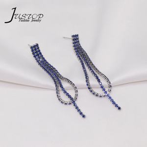 Mode luxe véritable plaqué or strass Long gland brillant cristal boucles d'oreilles pendantes respectueux de l'environnement unisexe - Product Image 4