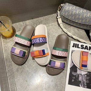 รองเท้าแตะแฟชั่นผู้หญิงแบบสายคู่ พื้นเรียบ สวมใส่ได้ทั้งในและนอกบ้าน สีสันสดใส สายรัดโบว์ยาง สำหรับรองเท้าสลิปเปอร์ ไซส์ใหญ่ กันลื่น ระบายอากาศได้ดี - Product Image 4