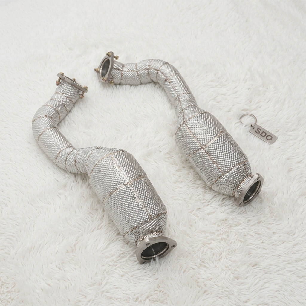 VantaFlow High Flow Catted Downpipe for Porsche 718 Cayman GT4 RS 4.0L 2022-2026 Performance Exhaust with Thermal Heat Shield