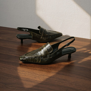 Zapatos de oficina de lujo de diseñador, sexys, para primavera/verano, sin cordones, de punta abierta, de boca poco profunda, de tacón bajo y grueso, ligeros, de piel de primera calidad. - Product Image 5