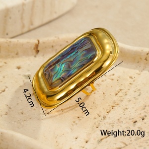 ชุดเครื่องประดับที่พูดเกินจริงดีไซน์คลาสสิกห่วงสแตนเลสทรงเรขาคณิตสี่เหลี่ยม - Product Image 6