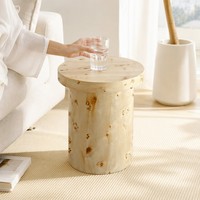 Table basse moderne en bois ronde pour petits espaces, tables d'appoint pour salon et bureau, table d'appoint tambour en bois naturel
