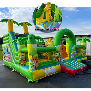 Château gonflable commercial à thème animal, aire de jeux gonflable, combo toboggan et château rebondissant pour enfants - Product Image 1