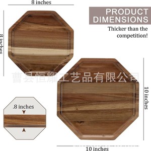 Plateau de service japonais en bois, plat octogonal peu profond pour le thé, le café, le petit-déjeuner, la pâtisserie, style simple, couleur unie - Product Image 5