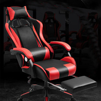 Chaises de jeu pour ordinateur en cuir réglables en hauteur avec repose-pieds, logo personnalisé, pour le bureau ou le jeu