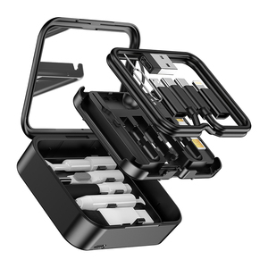 Đa USB Sạc Adapter Cable <span class=keywords><strong>Kit</strong></span> Và Điện Thoại Di Động Earbuds Làm Sạch <span class=keywords><strong>Kit</strong></span> Với Gương Sạc Không Dây Lưu Trữ Từ Hộp - Product Image 1