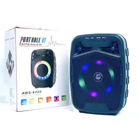 Enceinte portable sans fil Bluetooth ABS4103 avec lumière LED colorée, boîte à musique HIFI, radio FM, caisson de basses actif de 4 pouces, enceinte de fête