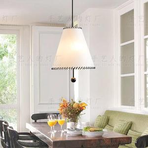Lampe suspendue en tissu de style vintage français, ronde blanche, E27 Led, pour salon, chambre à coucher, restaurant, salon de thé, café - Product Image 2