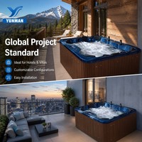 YUNMAN Jacuzzi de Luxe Haut de Gamme pour 6 Personnes, Spa Extérieur Balboa, Bain à Remous Massant, Acrylique Bleu, Autoportant