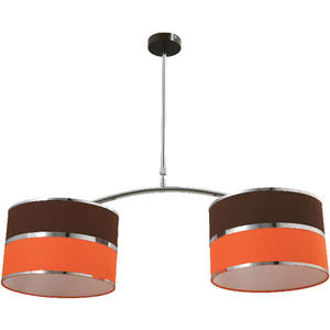 OLGA 2xE27 Plafond LED Orange/Marron 6000K 18W/12W Chrome/Acier Inoxydable Cristal pour Bureau à Domicile Salon Salle à Manger IP44/IP65 - Product Image 1