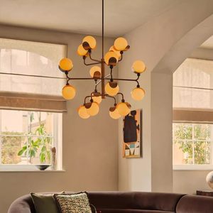 Lustre multi-têtes de style nordique, rond, doré, avec douille E27, pour salon, loft, éclairage de plafond - Product Image 2