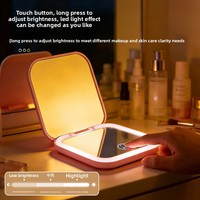 Square Portable Gift Handheld Folding Magnifying LED Light Charging Function Compact Design Makeup Compact Mirror