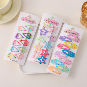 Barrettes à cheveux en forme de cœur et d'étoile colorées 5,5 cm pour filles, usage quotidien, fabriquées en Chine - Product Image 2