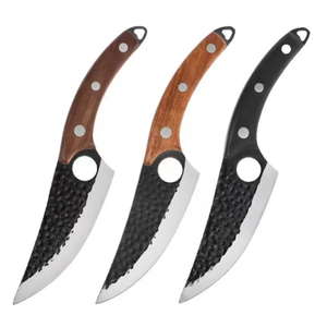 Cuchillo de Carnicero Forjado a Mano, Cuchillo Vikingo de Acero con Alto Contenido de Carbono, Mango de Madera, Cuchillo de Cocina para Deshuesar y Cortar Carne - Product Image 1