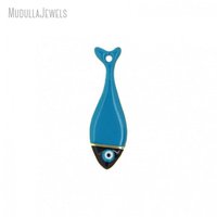 PM53009 Pendentif poisson en émail plaqué cuivre et or Accessoire de bijoux d'organisme marin nautique coloré pour la fabrication de bricolage