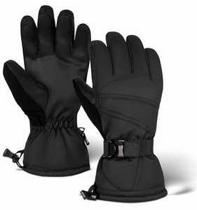 Guantes de Esquí Unisex Aislantes, Térmicos, con Cierre de Cordón, Negros, de Poliéster, para Deportes de Nieve al Aire Libre - Product Image 3