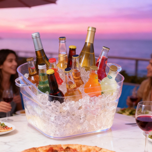 Danh Sách Mới Rõ Ràng Nhựa Rượu Sâm Banh Bia Xô Đá 18L Rink Mát Với Xử Lý Acrylic PC Bền Cho Đám Cưới Khách Sạn - Product Image 2