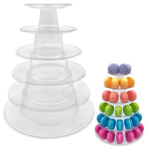 10-Tier PVC PET Macaron kule ekran standı desen Blister tutucu için parti için kek suşi erişte sandviç gıda sunumu - Product Image 2