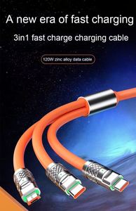 Multifunction 3 1 6A 120W Silicone <b>USB</b> Type-C Charging <b>Cable</b> 1.2M Braid Shielding Pure Copper Conductor for Mobile Phones - Product Image 6