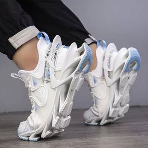 Nouvelle conception Chaussures de sport pour hommes, de basketball et de course, à lacets et à enfiler, avec empeigne en maille respirante, tendance mode, décontractées, antidérapantes, en EVA - Product Image 5