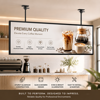 Bingkai LED Profil Aluminium Gantung Papan Menu Makanan Cepat Saji Kotak Lampu LED Untuk Restoran Tampilan Katering Komersial