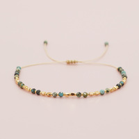 Bracelet Modèle Bohème Perlé en Pierre Naturelle Or